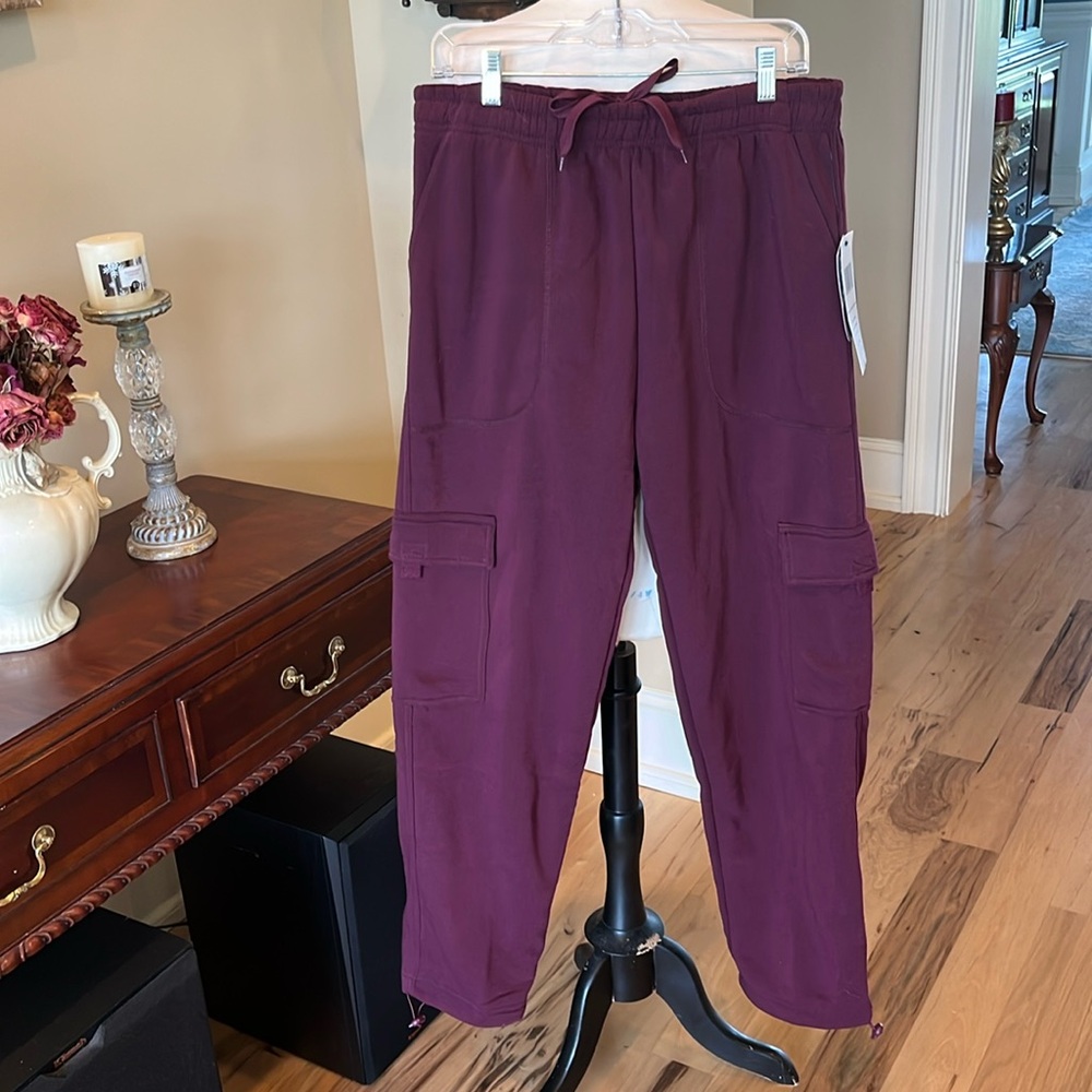 Sweatpants Climate Concepts Maroon Cargo Maroon Fleece Lined Mens Medium